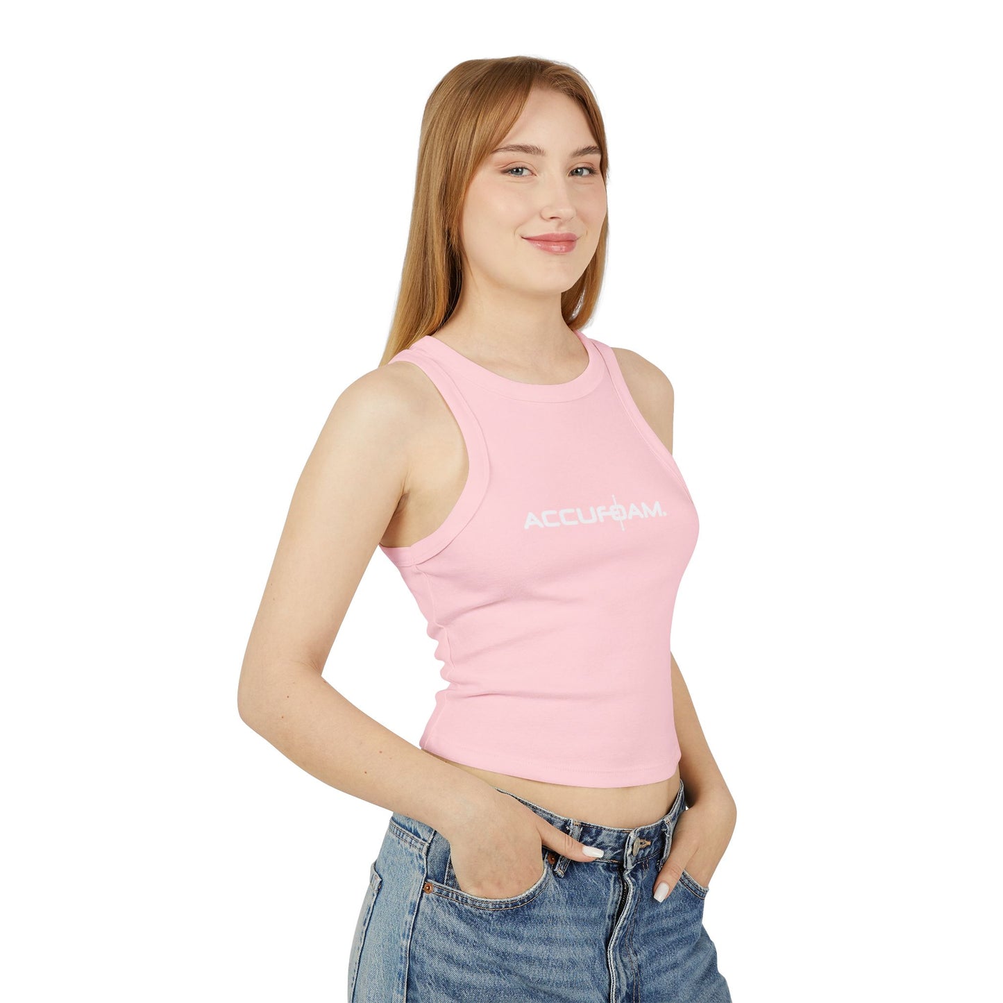 Accufoam Women's Micro Rib Racer Tank Top
