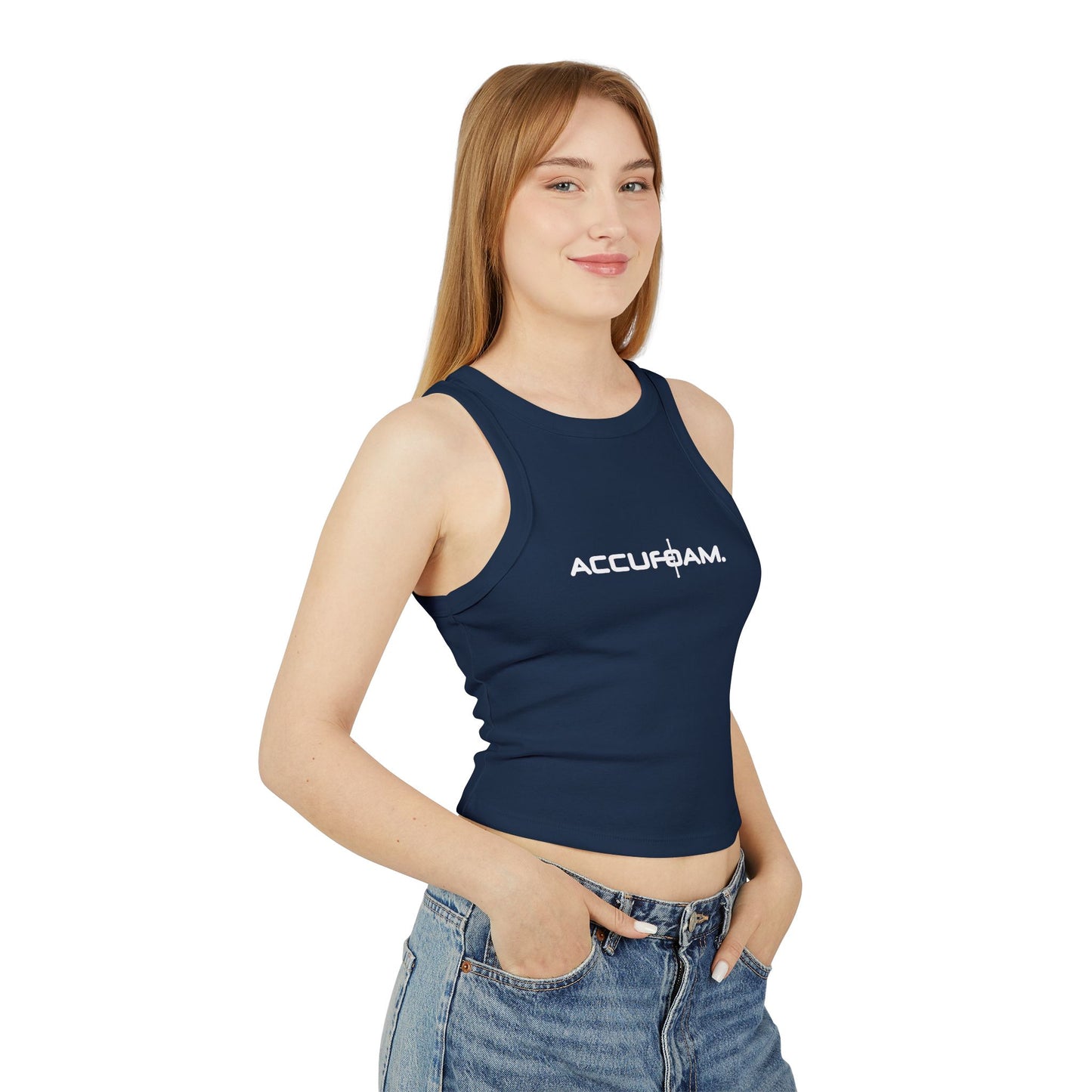 Accufoam Women's Micro Rib Racer Tank Top